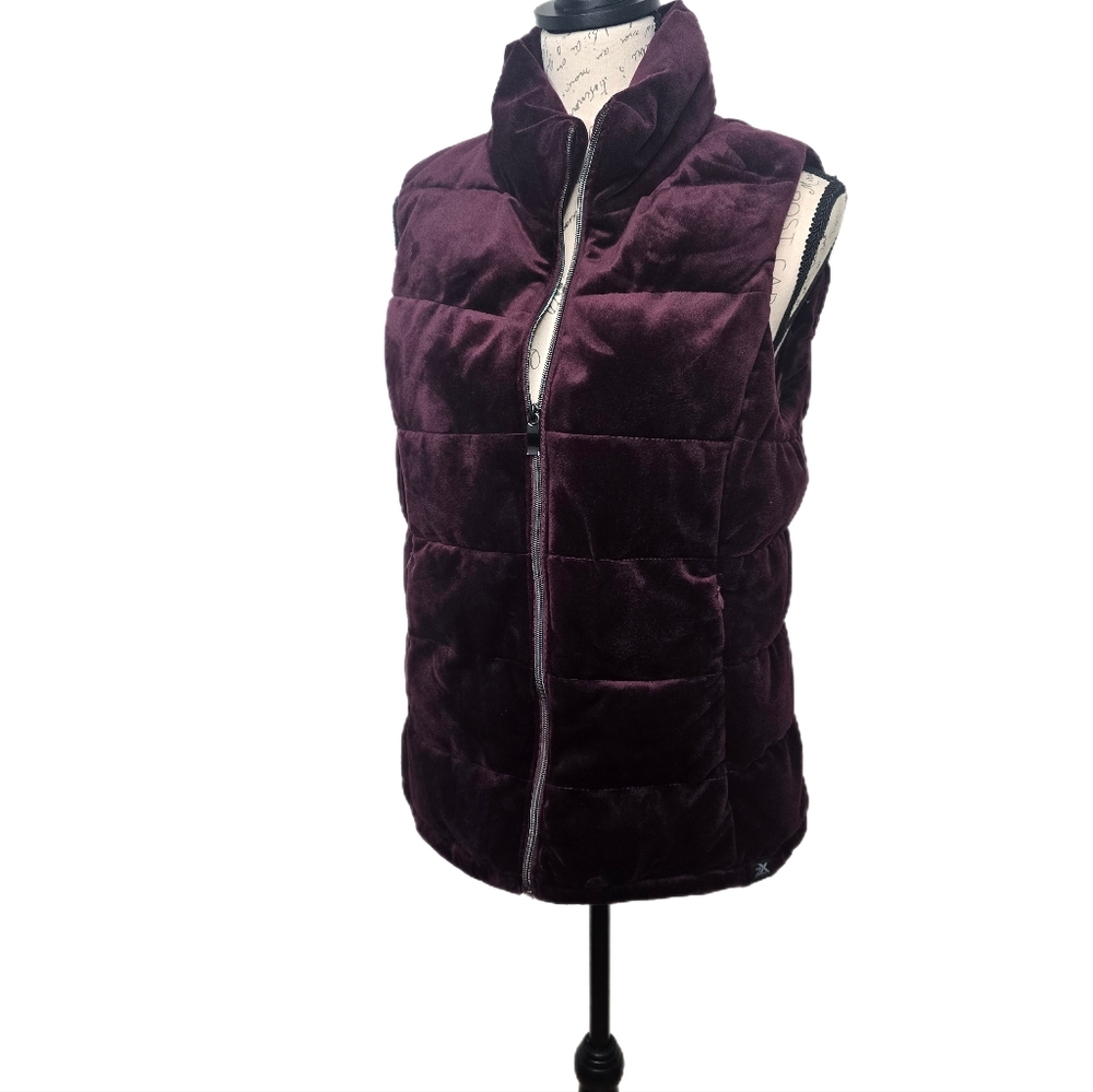 Zero Exposure Purple Quilted Velour Full Zip Women's Puffer Vest w/pockets - M